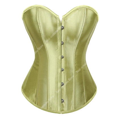 Corset Tops for Women Overbust Bustier Satin Sexy Lace up Corset Orange