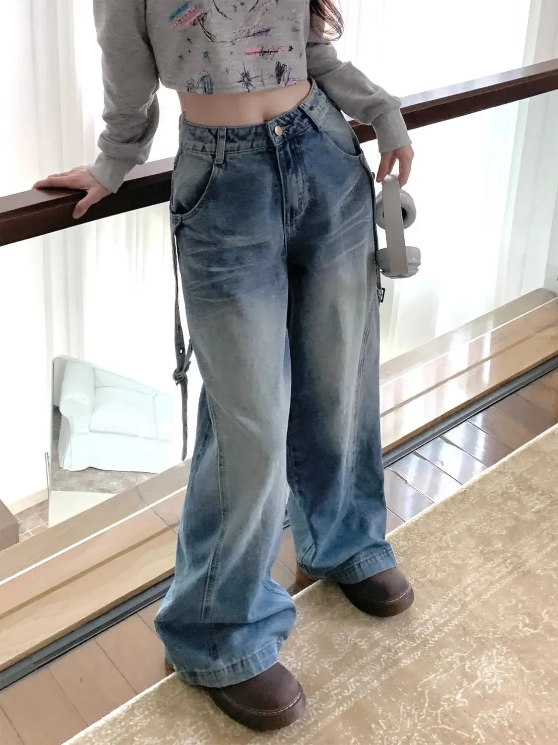 Womens Jeans High Waist Shot Pants for Women Straight Leg with Pockets Trousers Medium Hippie Good Quality Size X Larg Cool Xxl