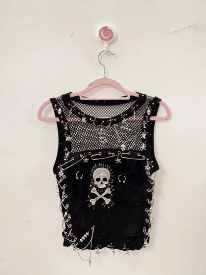Cross Tank Tops y2k clothes y2k crop top Gothic Tank Tops Punk  Tops harajuku fashionSkull Tank Tops bustier top gothic clothes