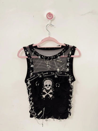 Cross Tank Tops y2k clothes y2k crop top Gothic Tank Tops Punk  Tops harajuku fashionSkull Tank Tops bustier top gothic clothes