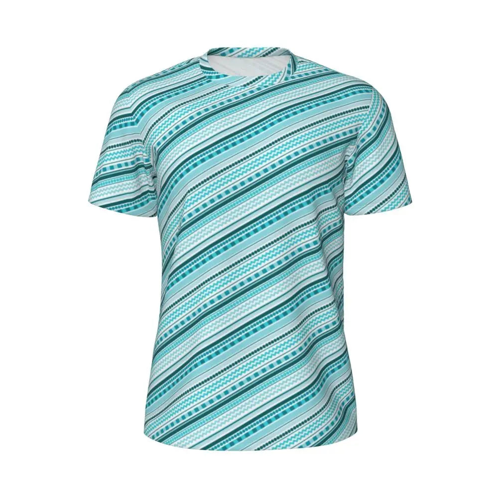 Gym T Shirt For Mens Retro Dots And Stripes T Shirts Fashion Blue Line Design Summer Tees O Neck Basic Graphic Clothes Plus Size