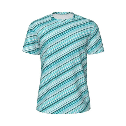 Gym T Shirt For Mens Retro Dots And Stripes T Shirts Fashion Blue Line Design Summer Tees O Neck Basic Graphic Clothes Plus Size