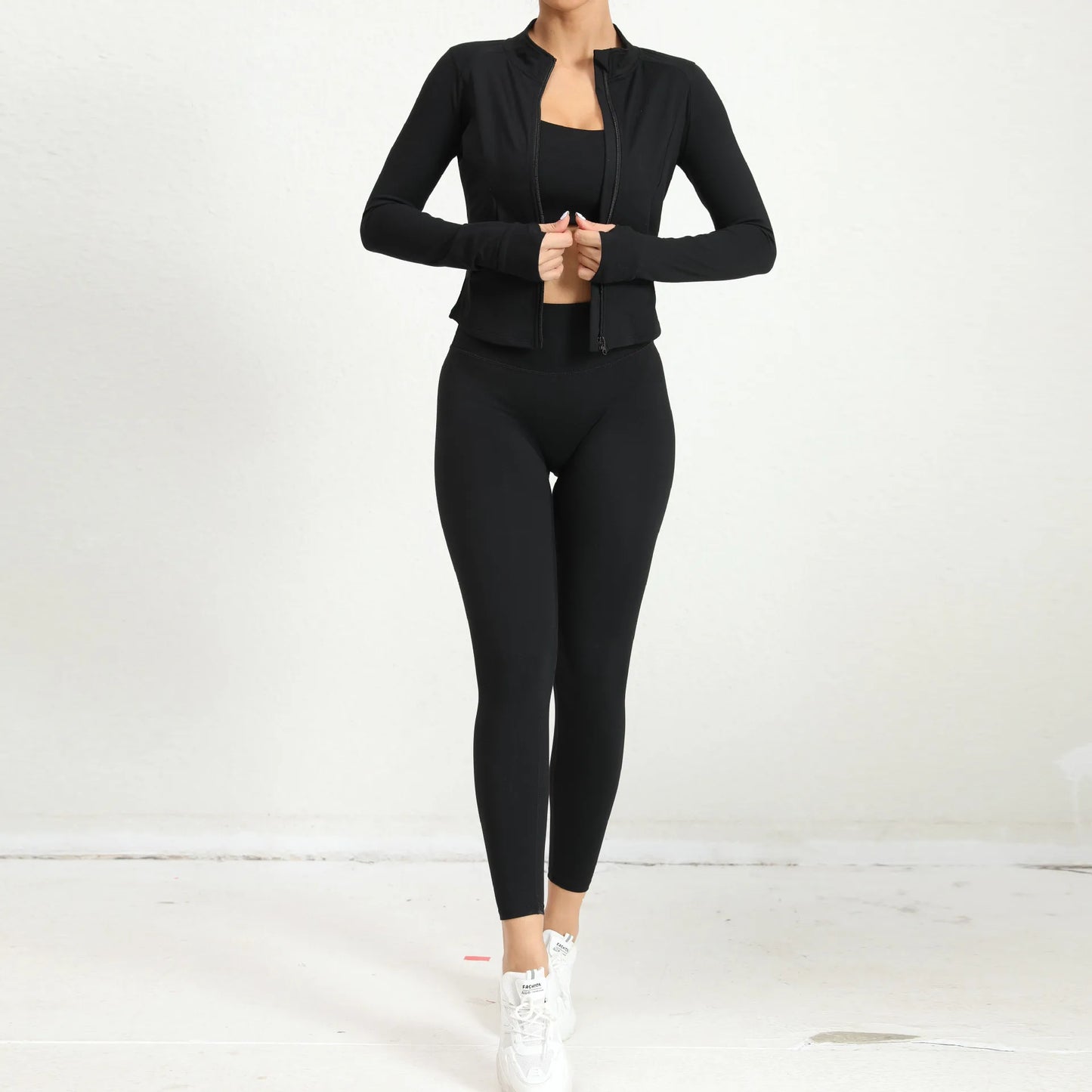Yoga Gym Sets Jacket Leggings Sportswear Woman Gym Sports and Fitness Workout Clothes for Women 2 Piece Sets Womens Outfits