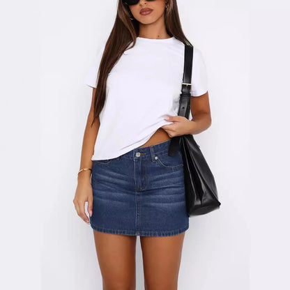Womens Denim Short Skirts Jeans Straight High Waist Casual Sexy Girls Slim Mini Lovely Basic Vintage Students Streetwears