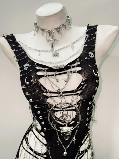 Gothic Tank Tops Punk Tops y2k fashion Cross Tops bustier top y2k crop tops gothic clothes Skull top fairy grunge y2k clothes