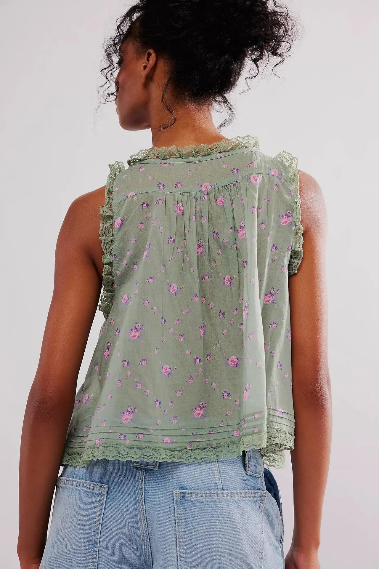 Sleeveless Tank Tops For Women Blouses Summer Boho Beach Wear 100%Cotton Splicing lace Shirts Loose Casual Ladies Blusas Camis