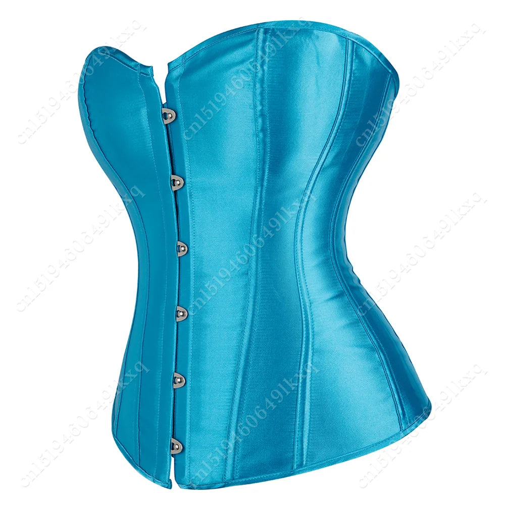 Corset Tops for Women Overbust Bustier Satin Sexy Lace up Corset Orange