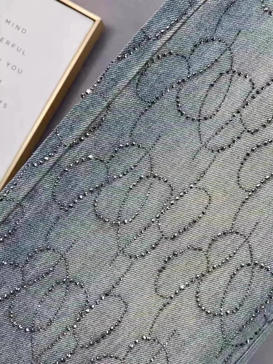 Blue Heavy Embellied Design Women's Jeans Loose Fit Straight Leg Wide Leg Pants Versatile Slimming Spring Summer New Arrival