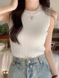 2026 Women Knitted Green Tank Tops Women Thin Tops Basic Casual Tank Tops O-neck Tees Sleeveless Tops For Women