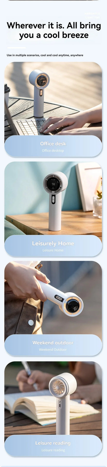 Xiaomi 2025 Handheld high-speed fan USB charging mini portable 100 speed turbo violent small fan 3000mAh For Sport