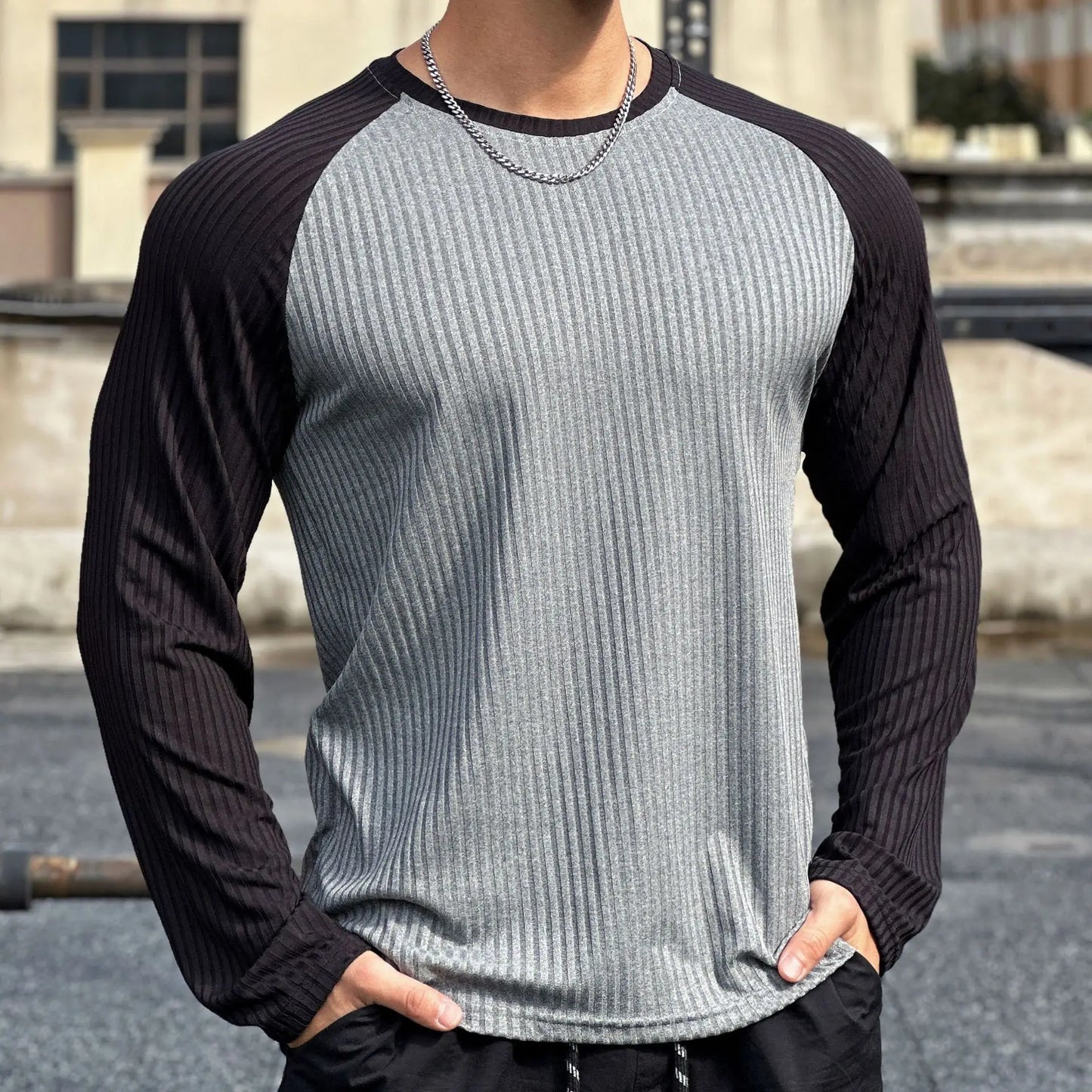 Gym Fitness T-shirt Men Long Sleeve Splice color Shirt Male Bodybuilding Tees Tops Running Sports Quick Dry Training Clothing