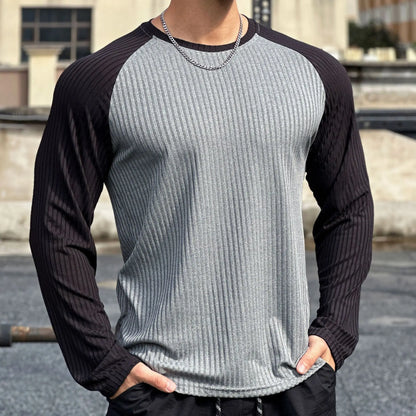 Gym Fitness T-shirt Men Long Sleeve Splice color Shirt Male Bodybuilding Tees Tops Running Sports Quick Dry Training Clothing