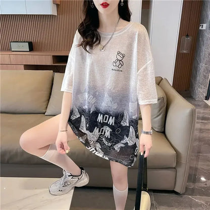 Tops Woman Summer Outfit Baggy T Shirt for Women Graphic Long Short Sleeve Clothing Female Korean Reviews Clothes Emo Tee Y2k