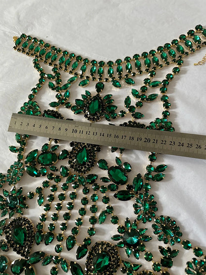 CUIER Luxurious Black Tops for Women Body Chain Jewelry Gun-black