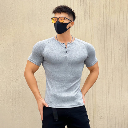 Gym Men's Summer Sports Quick Dry Tight Muscle Short Sleeve T-shirt Fitness Training Casual Tops Slim Man Bodybuilding Clothing