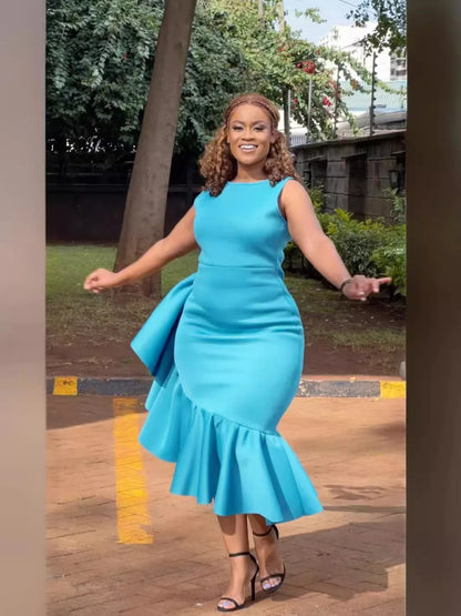 Summer Dress for Women 2024 Casual Solid Ruffle Hem Irregular Sleeveless Party Birthday Wedding Maxi Long Dresses Women