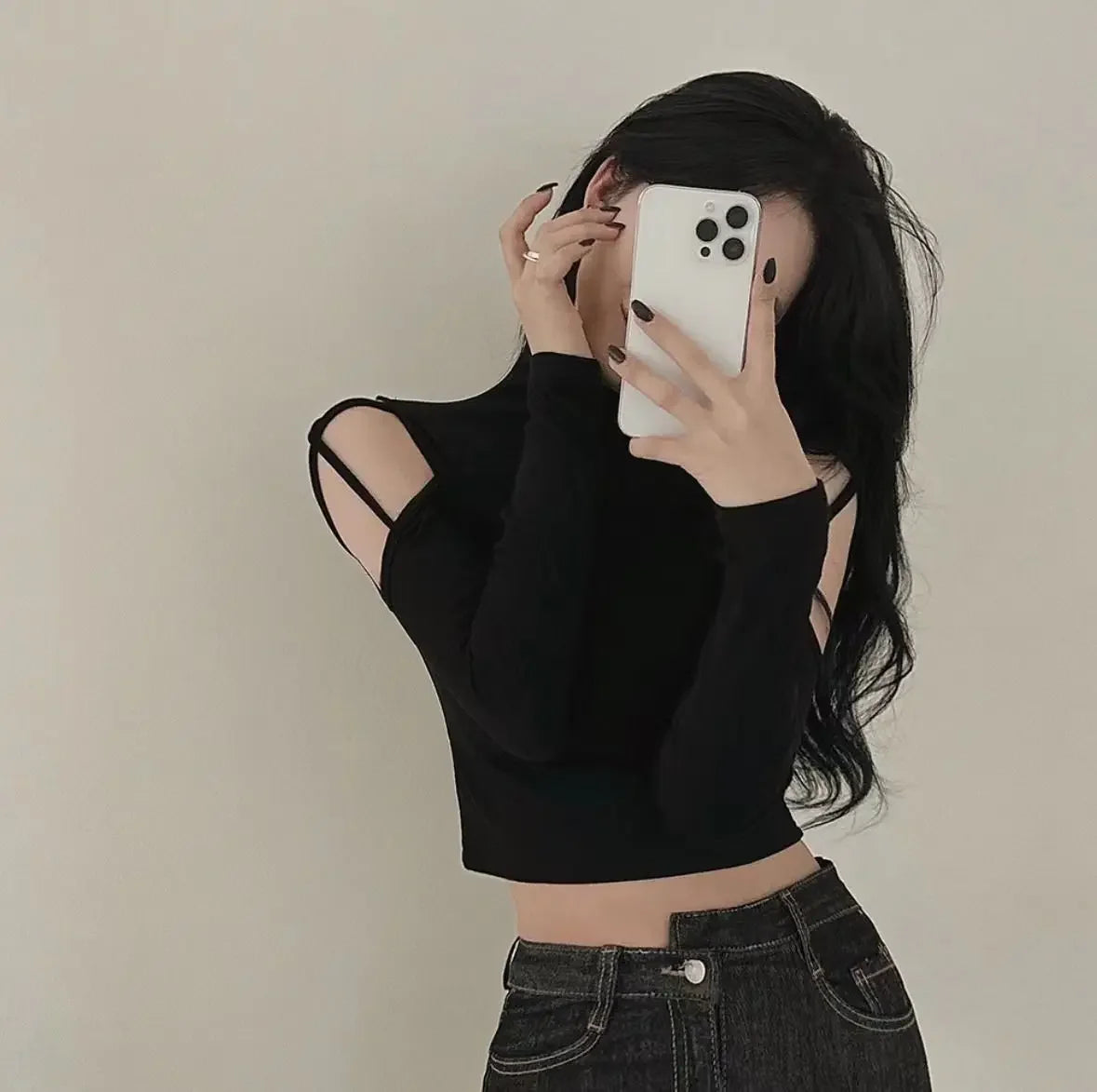 Tops Woman Slim Off Shoulder Sexy Crop Brown Long Sleeve T Shirt for Women Turtleneck Clothing Female Harajuku Fashion Korean
