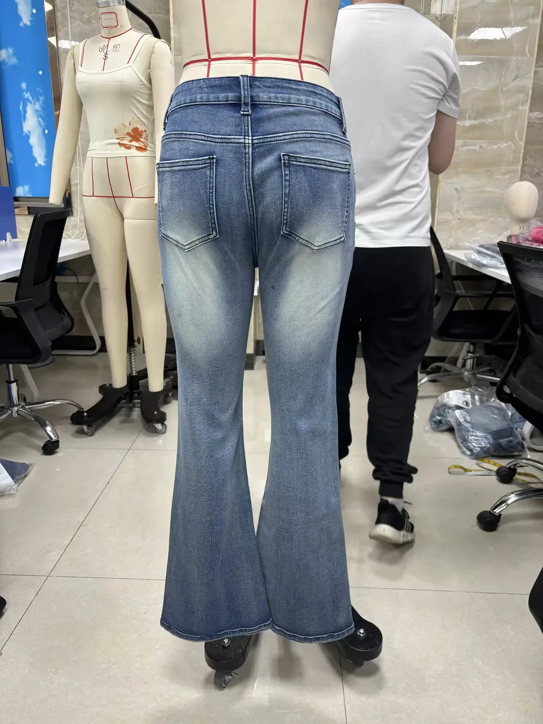 Women Vintage y2k Flared Jeans Retro Button-up Low Rise Casual Denim Pants Harajuku 2000s Aesthetic Trousers Basic Jeans