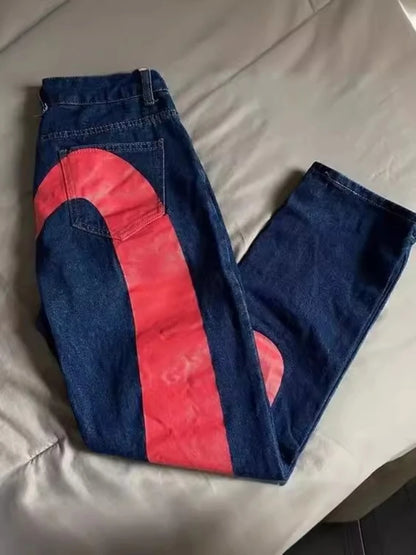 European and American hip-hop jeans men and women printing four seasons trendy trousers Gothic Y2K high street spring and summer