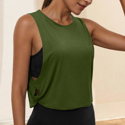 Women Sleeveless Yoga Tops Breathable Blouse Cover Up Gym Workout Cool T-Shirt Running Short Tank Crop Top Athletic Vest