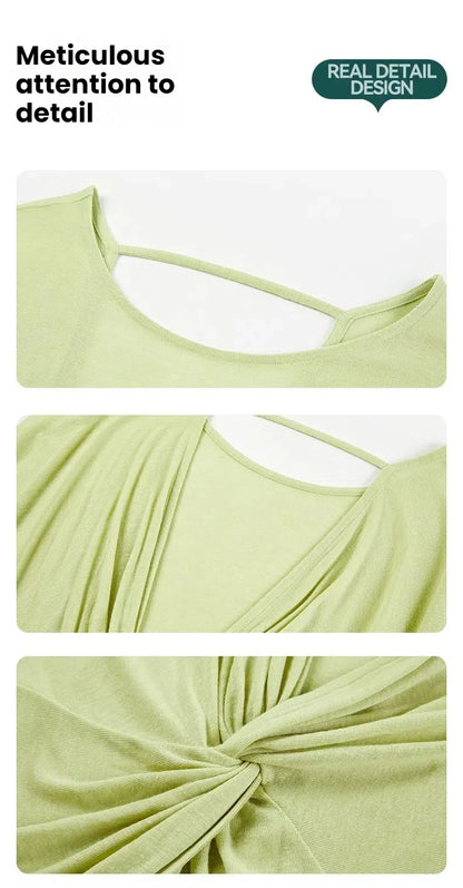 Women's Tops New Autumn Yoga Cover-up Loose Back Beauty Leisure Sports Fitness Top Light Breathable Long Sleeves Tee