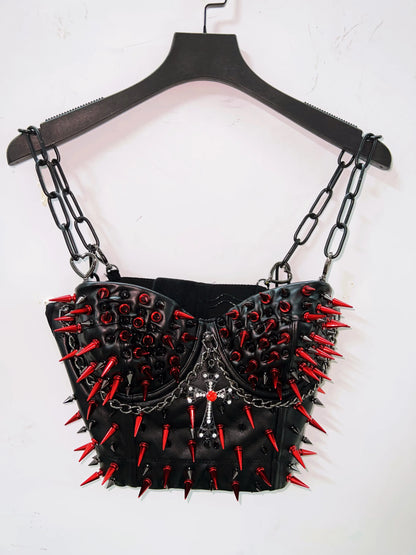 Cross Tops e girl clothes Gothic Tank Tops Punk Tank Tops  vintage tops y2k clothes y2k crop top gothic clothesRivets Tank Tops