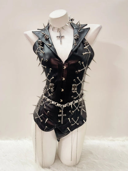 Skull Tank Tops Rivets  tops Cross Tank Tops y2k clothes y2k crop top Gothic Tank Tops Punk Tank Tops sexy top harajuku fashion