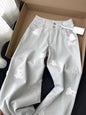 Vintage Women Jeans Streetwear Bear Embroidery Y2k Wide Leg Pants Pantalon Femme High Waist Straight Casual Chic Denim Trousers
