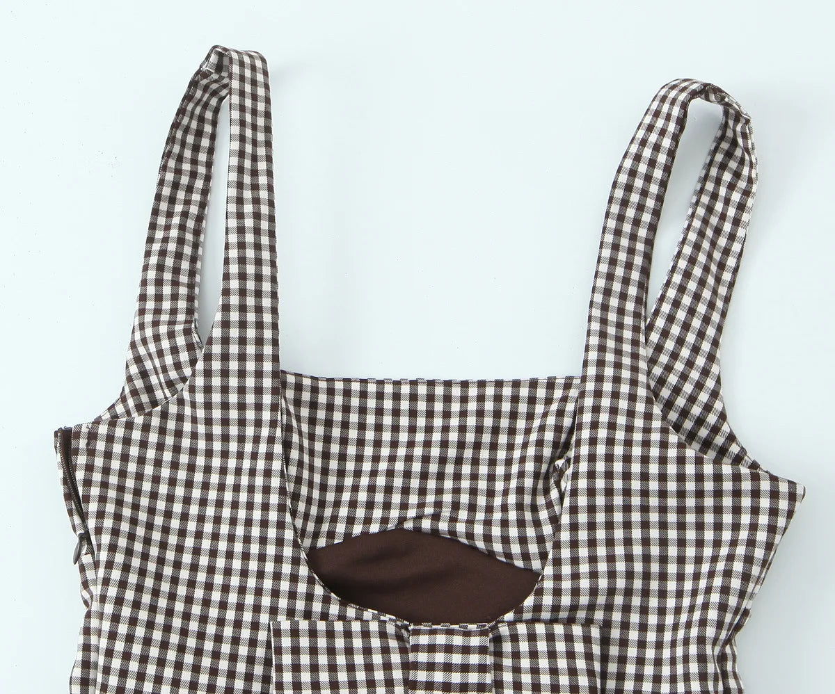 Tops For Women Bow Embellished Small Plaid Top 2025 Summer Camisole Sleeveless Top Woman Tops Women's Tank Top