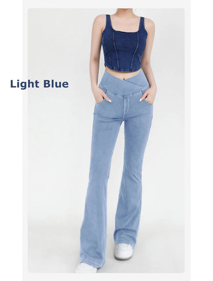 Casual Jeans Womens Activewear Women Bell Bottom Pants High Waist Yoga Flare Leggings 4 Way Stretch Denim Fitness Workout Sports