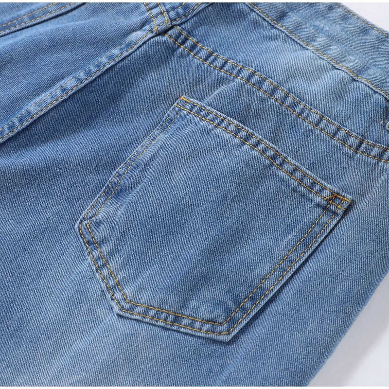 Casual Straight Jeans Women High Waisted Washed Skinny Ripped Slim Denim Pants 2025 Autumn Fashion Trend Commute Lady Trousers