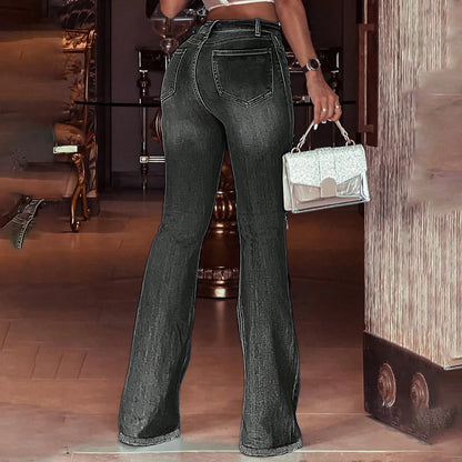 Womens Jeans Retro Solid Color High Waist Stretch Denim Pants Sexy Design Jeans Fashion Streetwear Daily Female Elastic Trousers