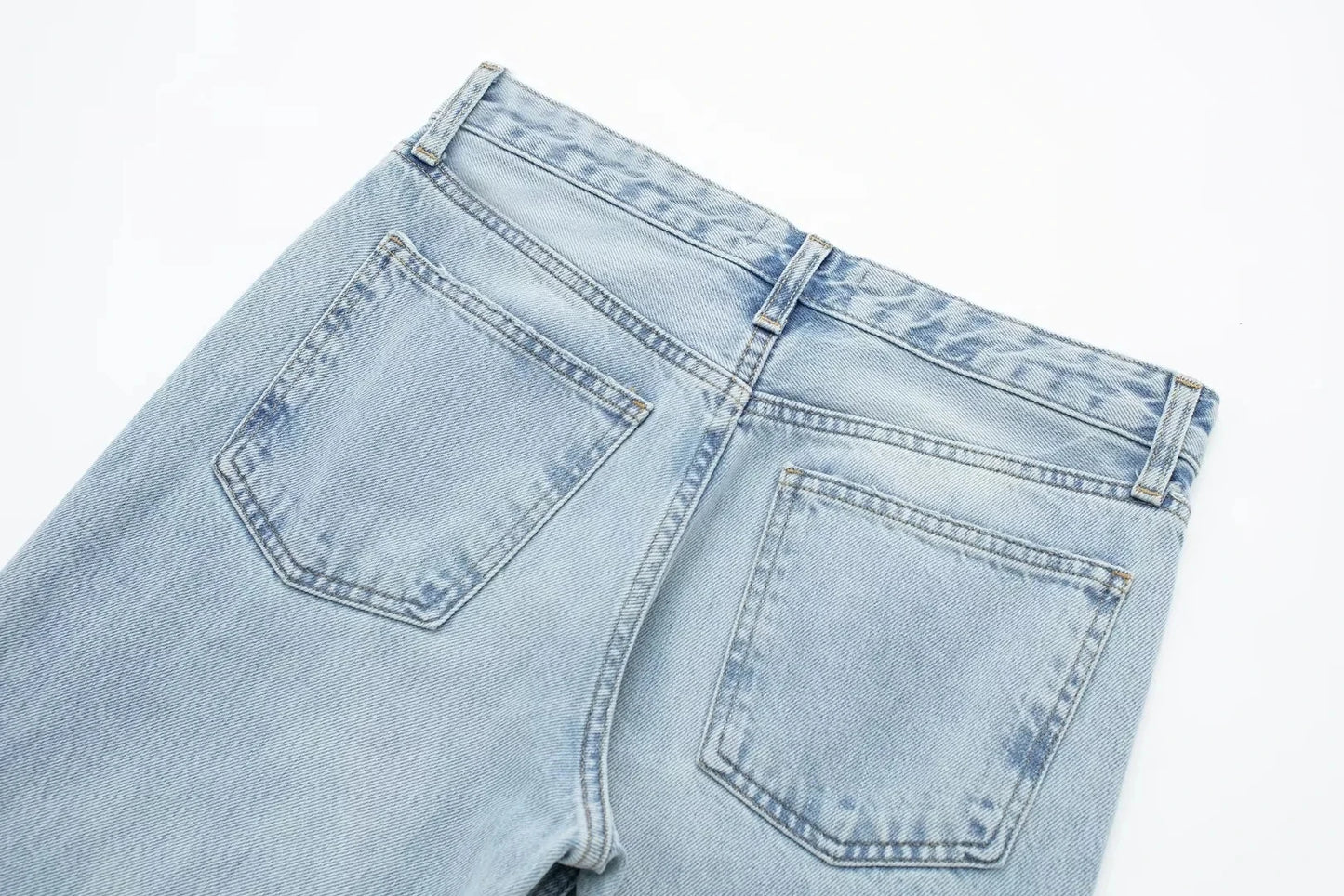 HH Female Fashion Denim Jeans Loose Solid Long Pants With Gradient All Match Streetwear Mujer Casual Baggy Chic Trousers