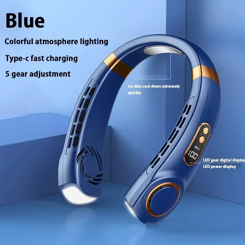 XIAOMI Charging Neck Fan 5 Speed Portable Digital Display 4000mAh Rechargeable Bladeless Electric fan Air Conditioner For Sport