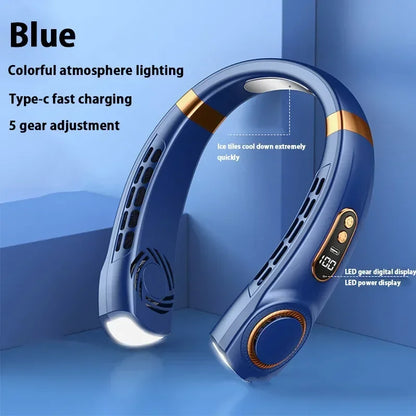 XIAOMI Charging Neck Fan 5 Speed Portable Digital Display 4000mAh Rechargeable Bladeless Electric fan Air Conditioner For Sport