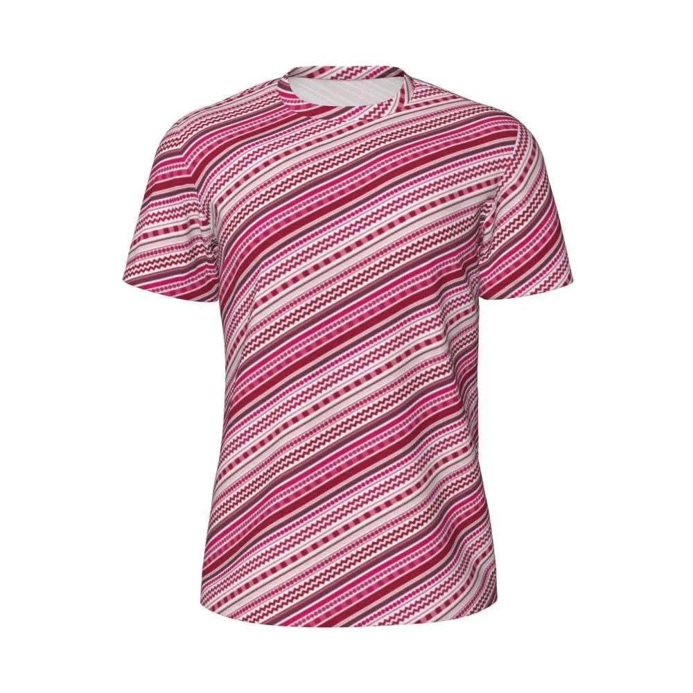 Gym T Shirt For Mens Retro Dots And Stripes T Shirts Fashion Blue Line Design Summer Tees O Neck Basic Graphic Clothes Plus Size