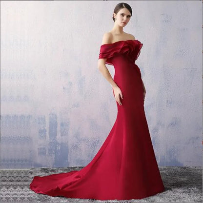 Off The Shoulder Wedding Dresses Robe De Mariée Stain Bride Gowns Court Train Backless Vestidos De Novia Women's