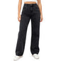 Women'S Straight Jeans Solid Color Distressed High Waist Design Retro Trousers American Hot Girl Style Pants Daily Street Wear