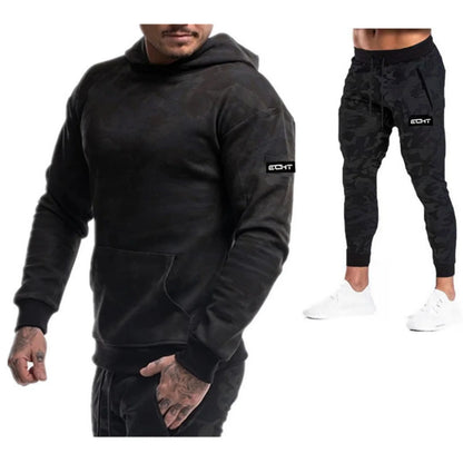 Gym Skinny Jogger Set of clothes Men Running Sweatpants Fitness Bodybuilding Sports Pants Zip pocket Male Cotton Jogging Trouser