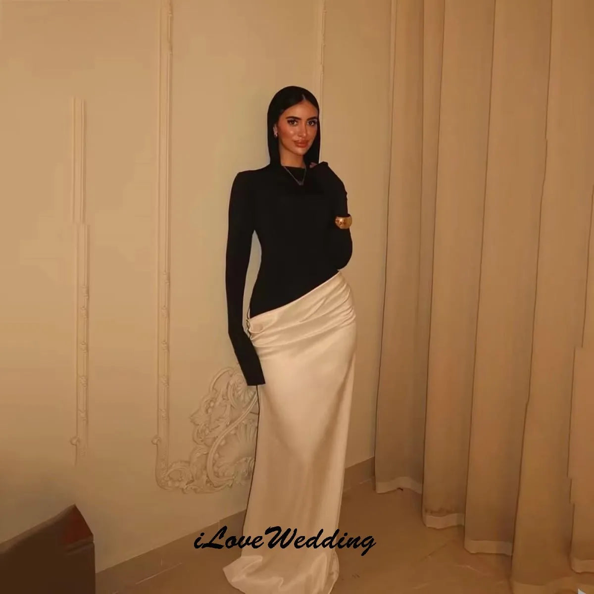 Elegant Evening Dresses 2025 Wedding Party Dress For Woman Satin Formal Prom Dresses Long Sleeve Floor Length Gala Customized