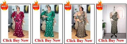 Plus Size Evening Dresses for Women African Luxury Sequin Gown Elegant Turkey Wedding Party Long Dress Ankara Ladies Clothing