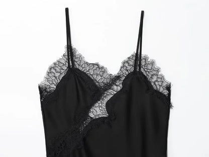 MUJER Women's Tops Black Lace Top Female Sexy Backless Tops for Women Camisole Sleeveless Tops Woman Coquette Tanks Camis Tops