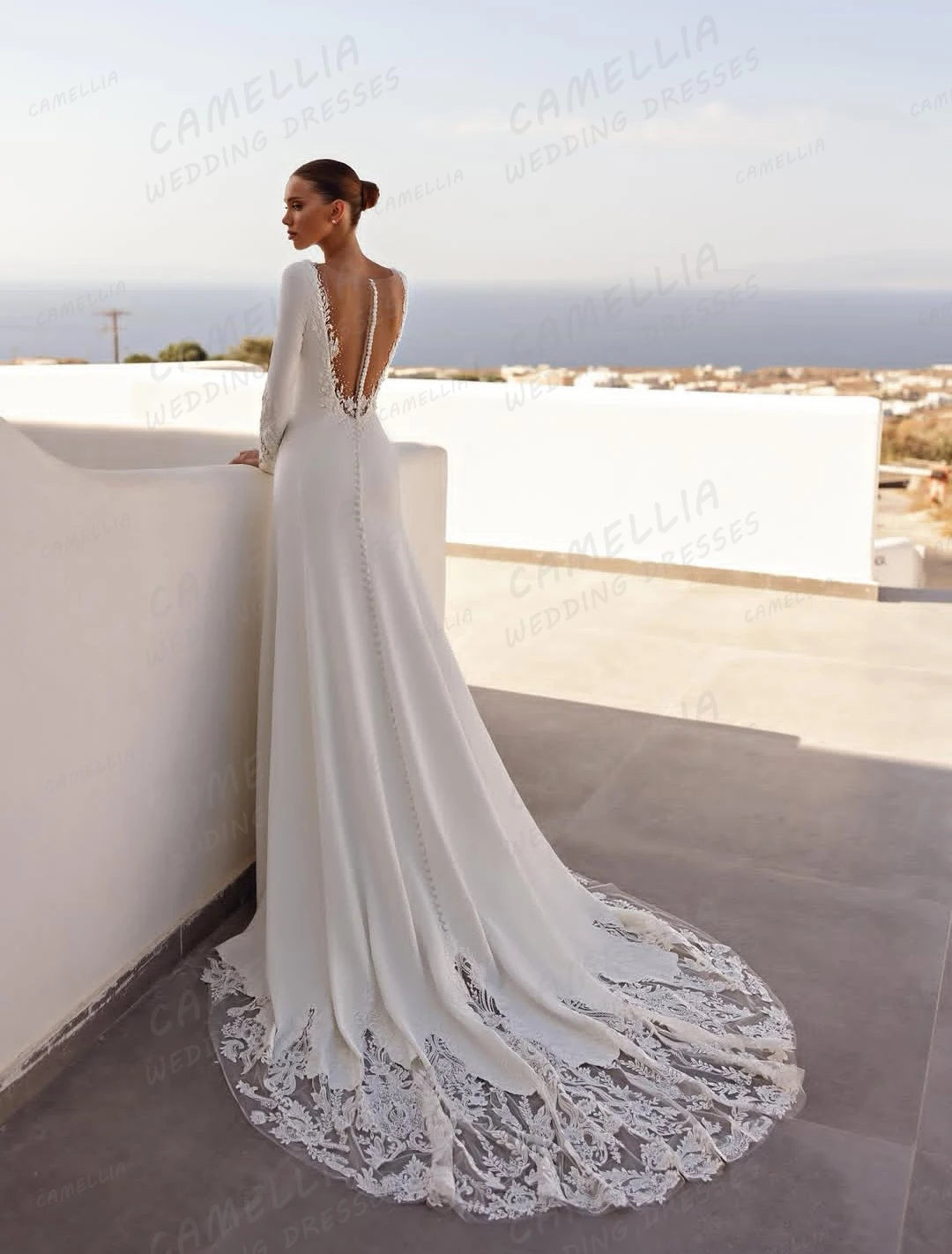 Charming Women Wedding Dresses Sexy Sweep Train Appliques Bridal Gowns Sleeveless Backless Formal Vestidos De Novia Customized