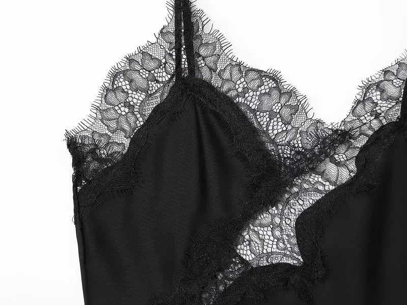 MUJER Women's Tops Black Lace Top Female Sexy Backless Tops for Women Camisole Sleeveless Tops Woman Coquette Tanks Camis Tops