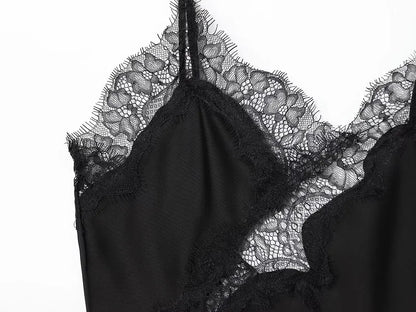 MUJER Women's Tops Black Lace Top Female Sexy Backless Tops for Women Camisole Sleeveless Tops Woman Coquette Tanks Camis Tops