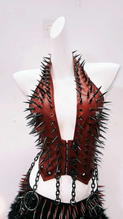 Gothic Tank Tops Punk Tank Tops halter topy2k clothes y2k crop top gothic clothes y2k top rivetTank Tops Skull top vintage tops