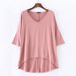 Fashion Tops Tees 2025 Summer T-shirt Women Half-Sleeve Solid Loose Shirt V-neck Oversize Basic Top Shirts for Women Casual