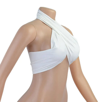 Women Fashion Sexy Mini Tops Women Summer Y2K Crop Top Strapless Cross Neck Backless Casual Srteetwear Off Shoulder Vest