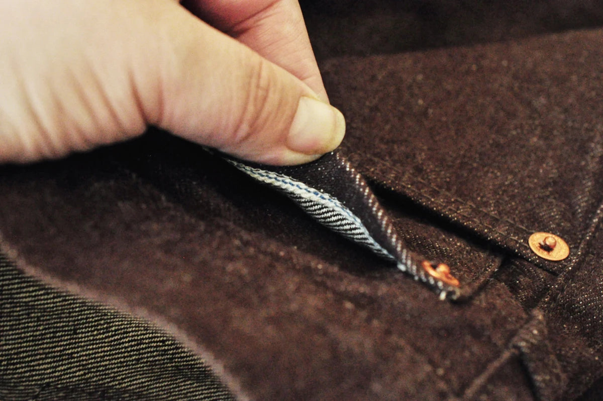 Saucezhan Men Jeans Brown Jeans Men Jeans Trousers  Selvedge Denim Jeans for Men Taper Fit Mens Jeans vintage 13.8 Oz