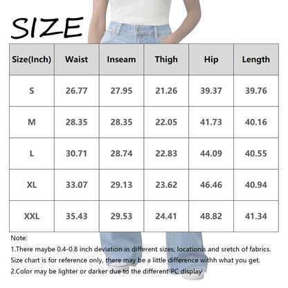 Hot Sale Women's High Waisted Jeans Stretchy Flared Straight Leg Denim Pants Solid Color Loose Trendy Comfortable Denim Pants